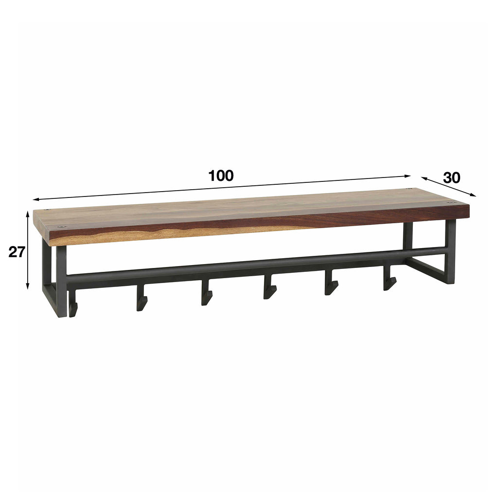 Garderobe Daytona – 6 Haken mit Hutablage aus Nussbaumholz