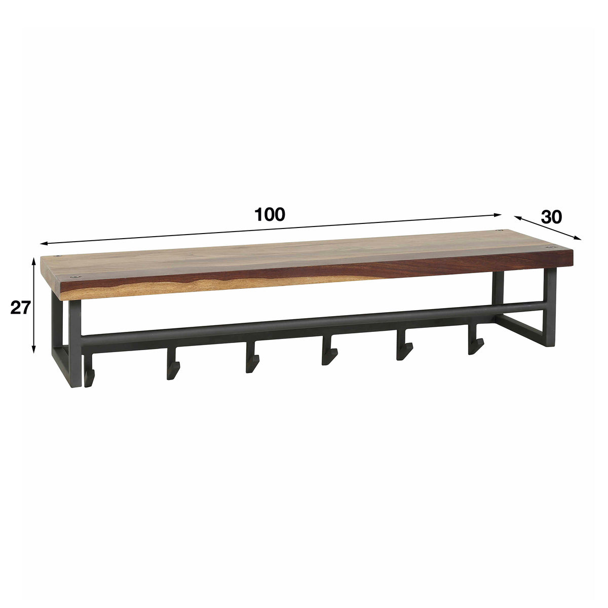 Garderobe Daytona – 6 Haken mit Hutablage aus Nussbaumholz