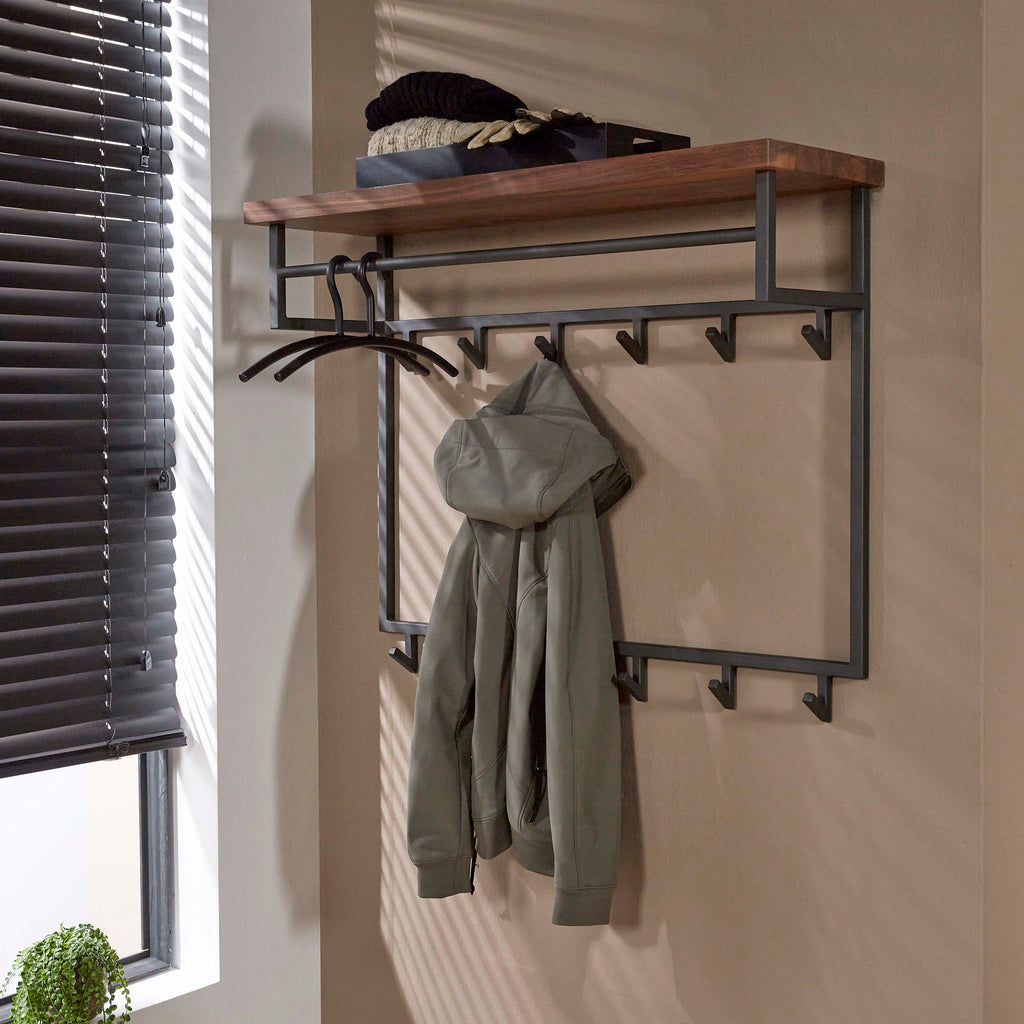 Garderobe Daytona – 12 Haken mit Hutablage aus Nussbaum