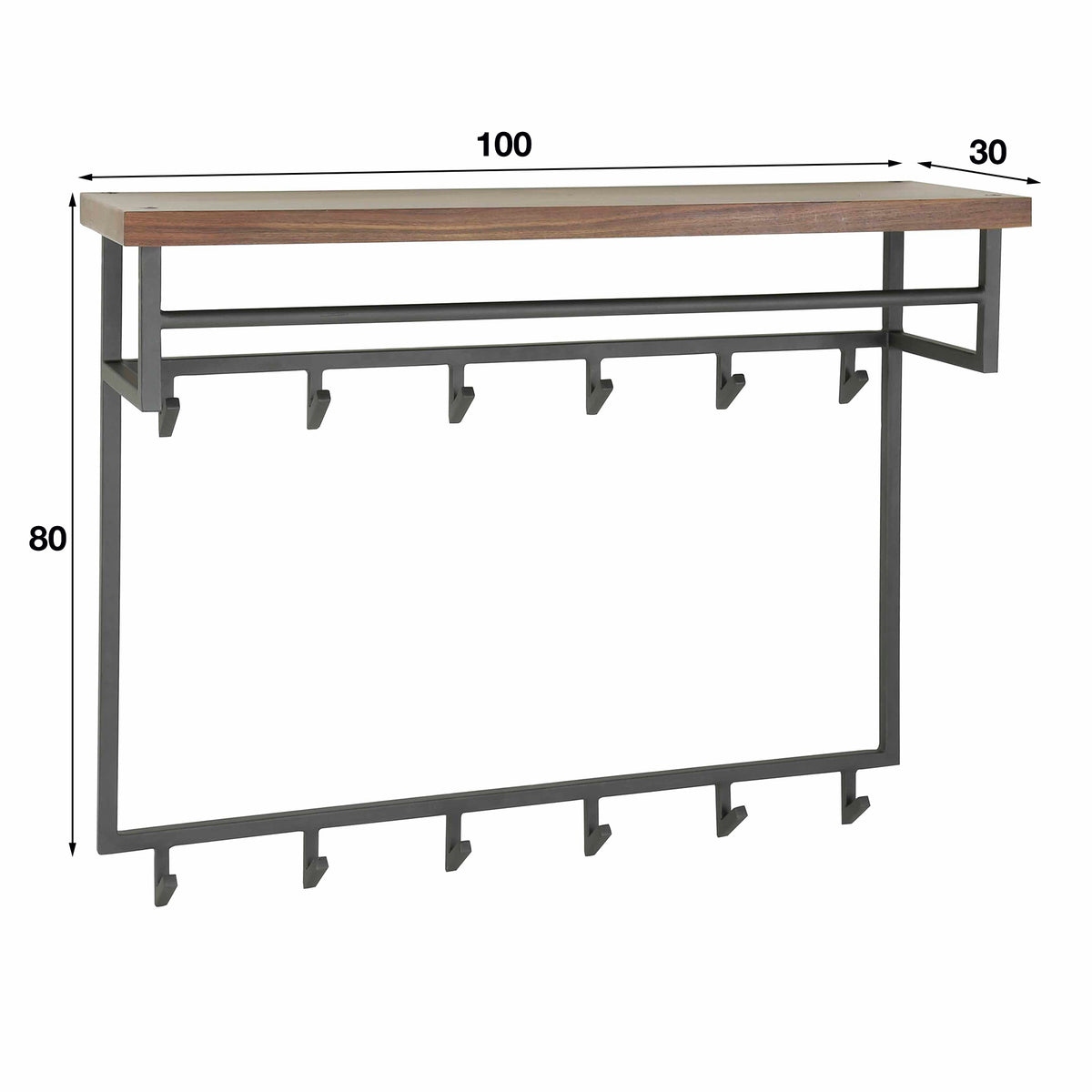 Garderobe Daytona – 12 Haken mit Hutablage aus Nussbaum
