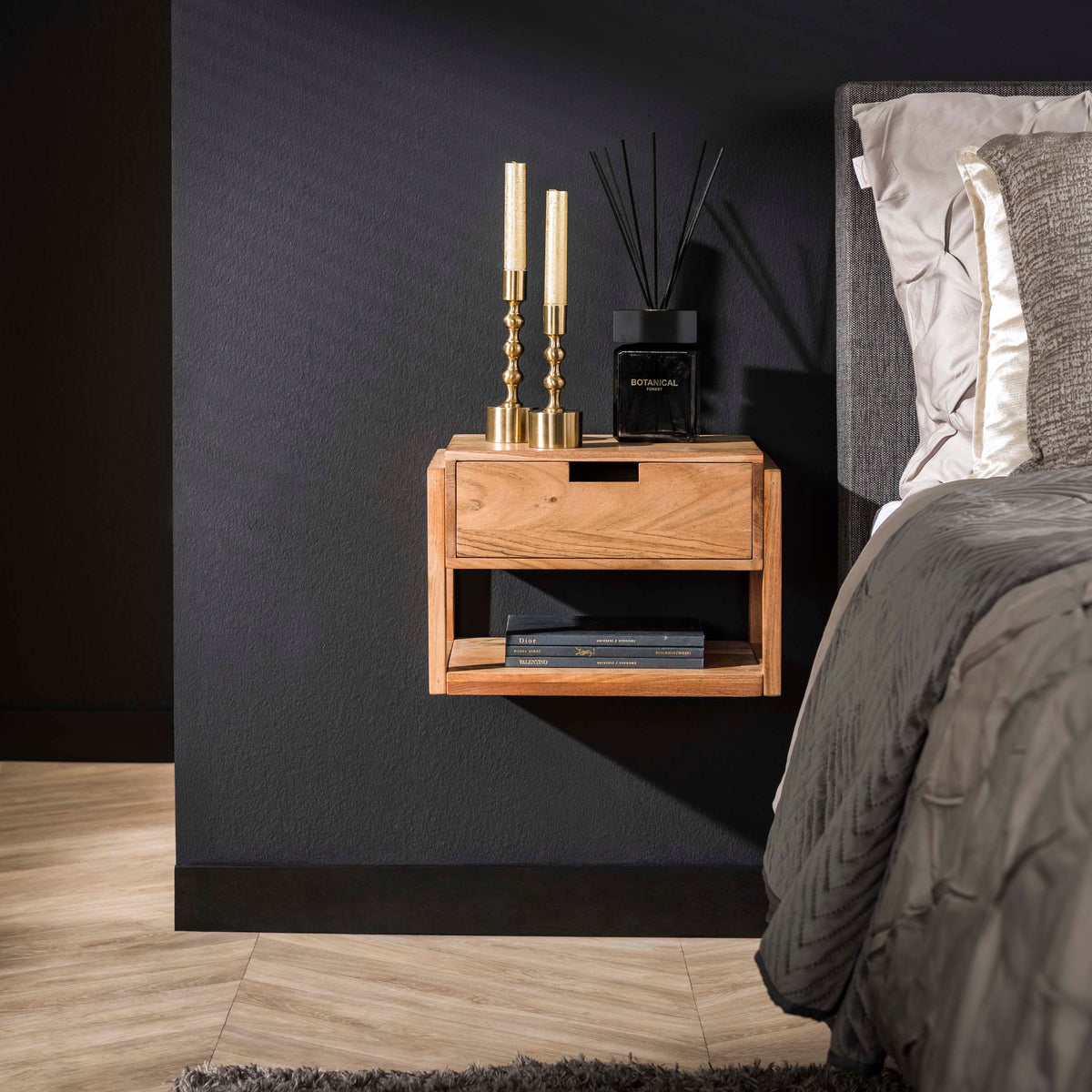 Nachttisch Holzgestell schwebend 1 Schublade