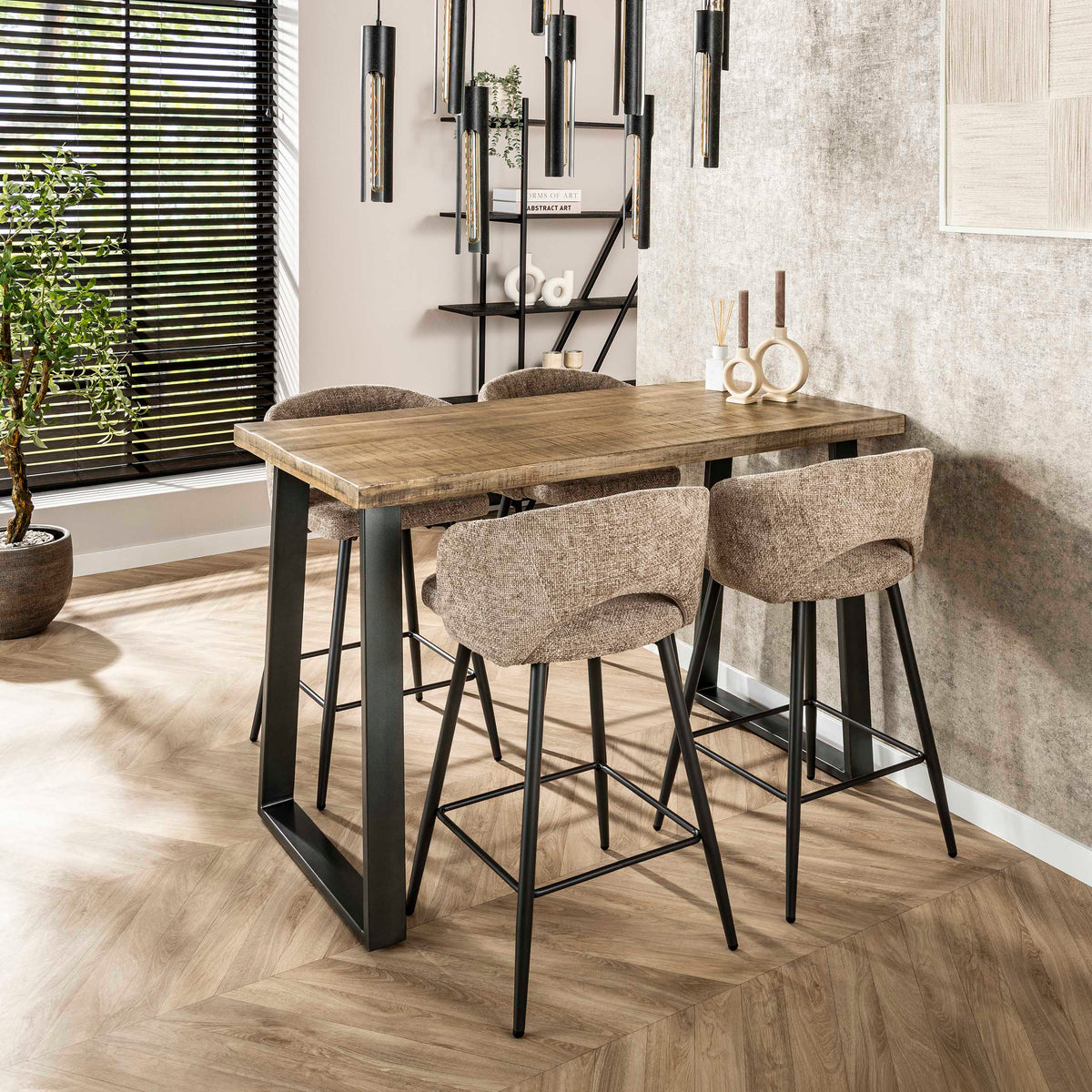 Bar table, solid, trapezoidal, 135cm