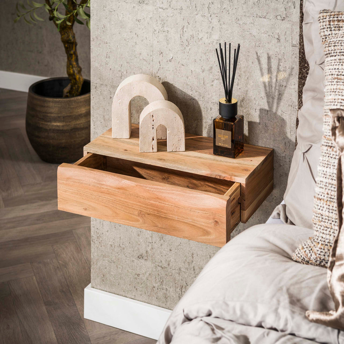 Nachttisch Tree L 1 Schublade Set aus 2 Tischen