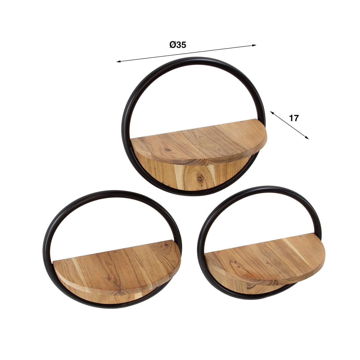 Wandregal-Set Round, 3-teilig