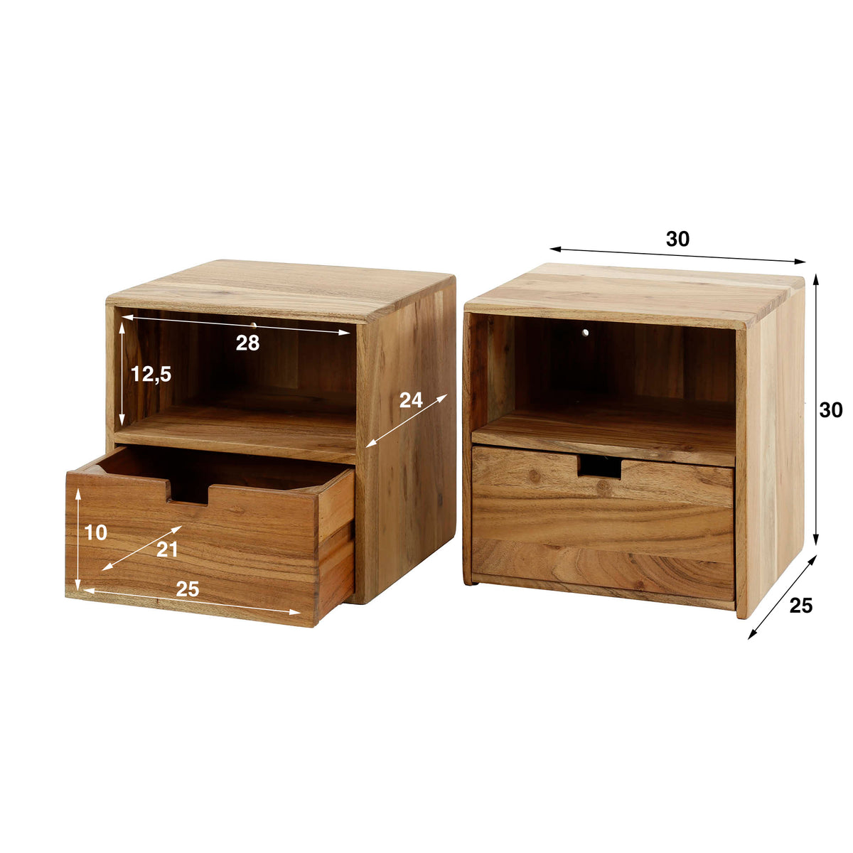 Nachttisch Flat XS schwebend, 2er-Set