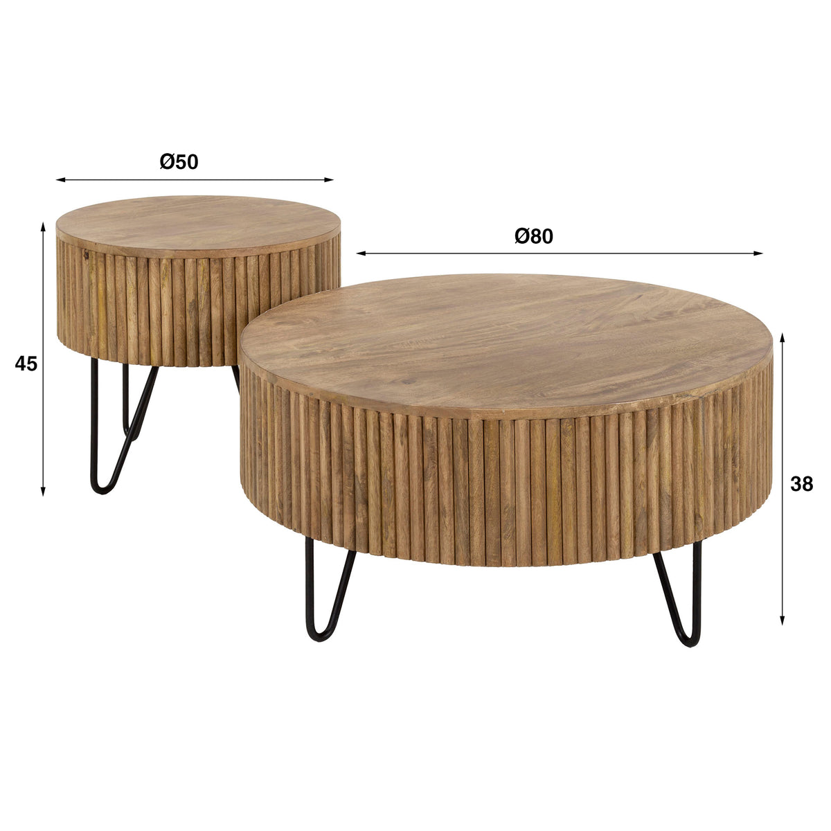 Couchtisch Wave rund 2er-Set