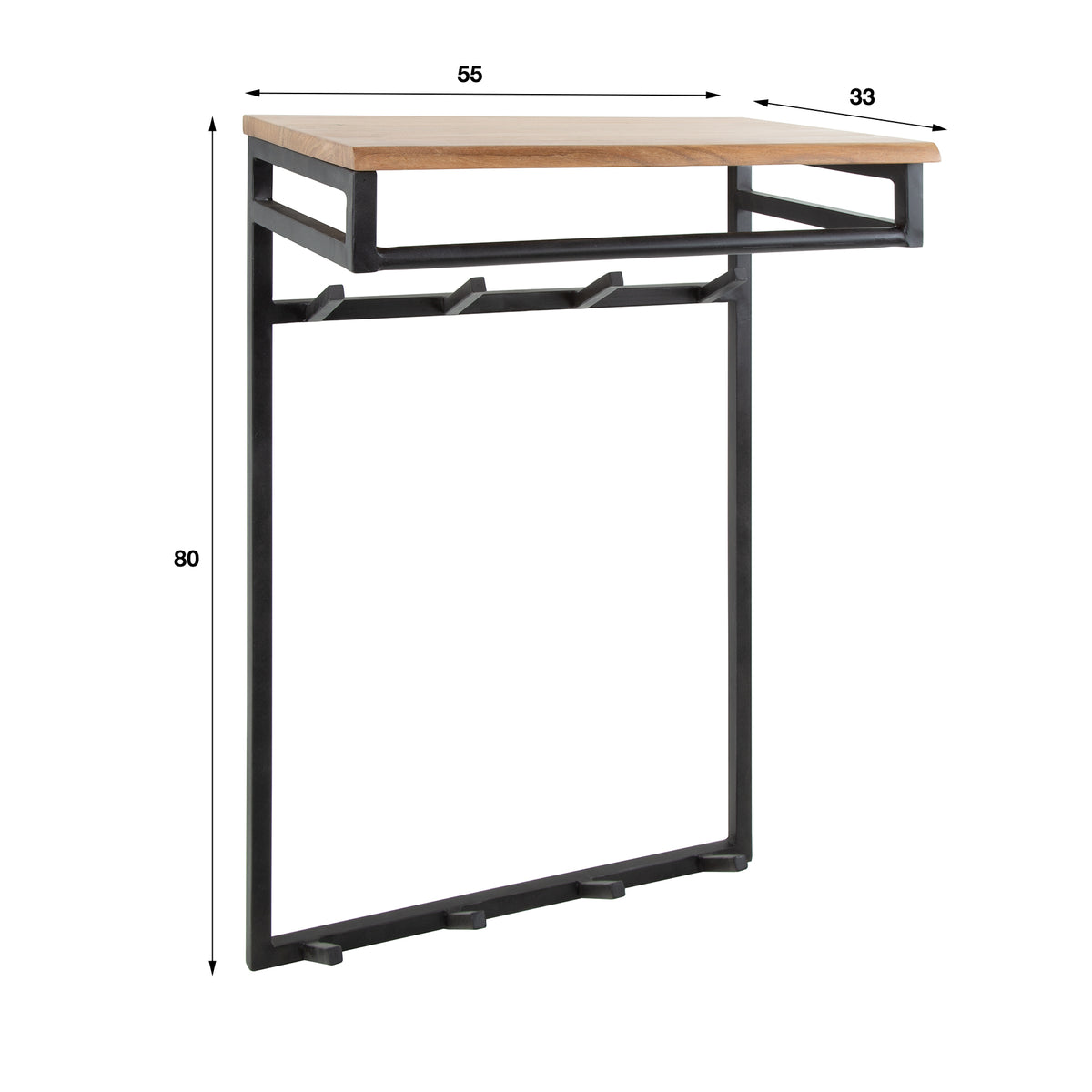 Garderobe nach Maß hoch Kleiderstange und Hutablage 2x4 Haken