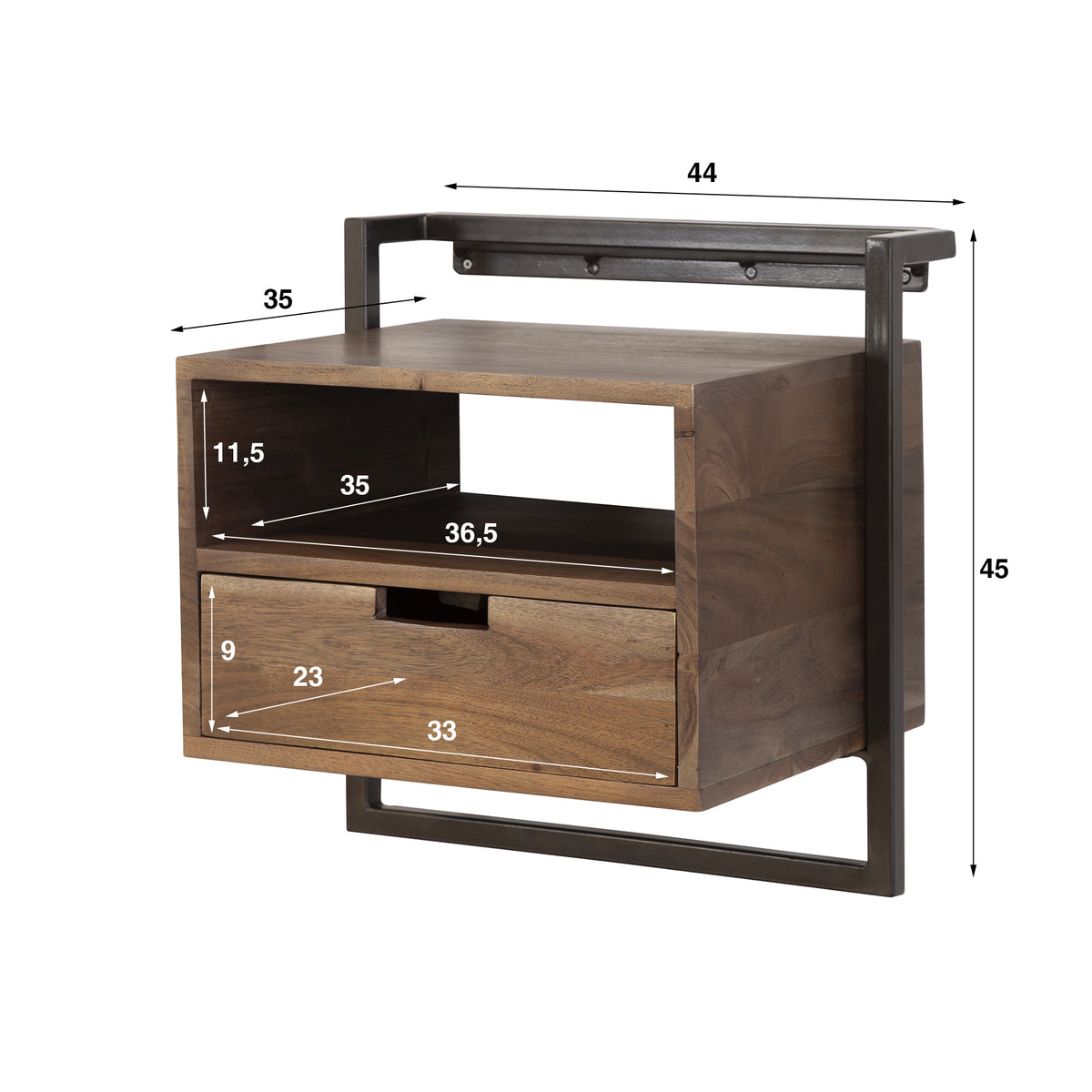 Nachttisch Air Solid offenes Fach 1 Schublade