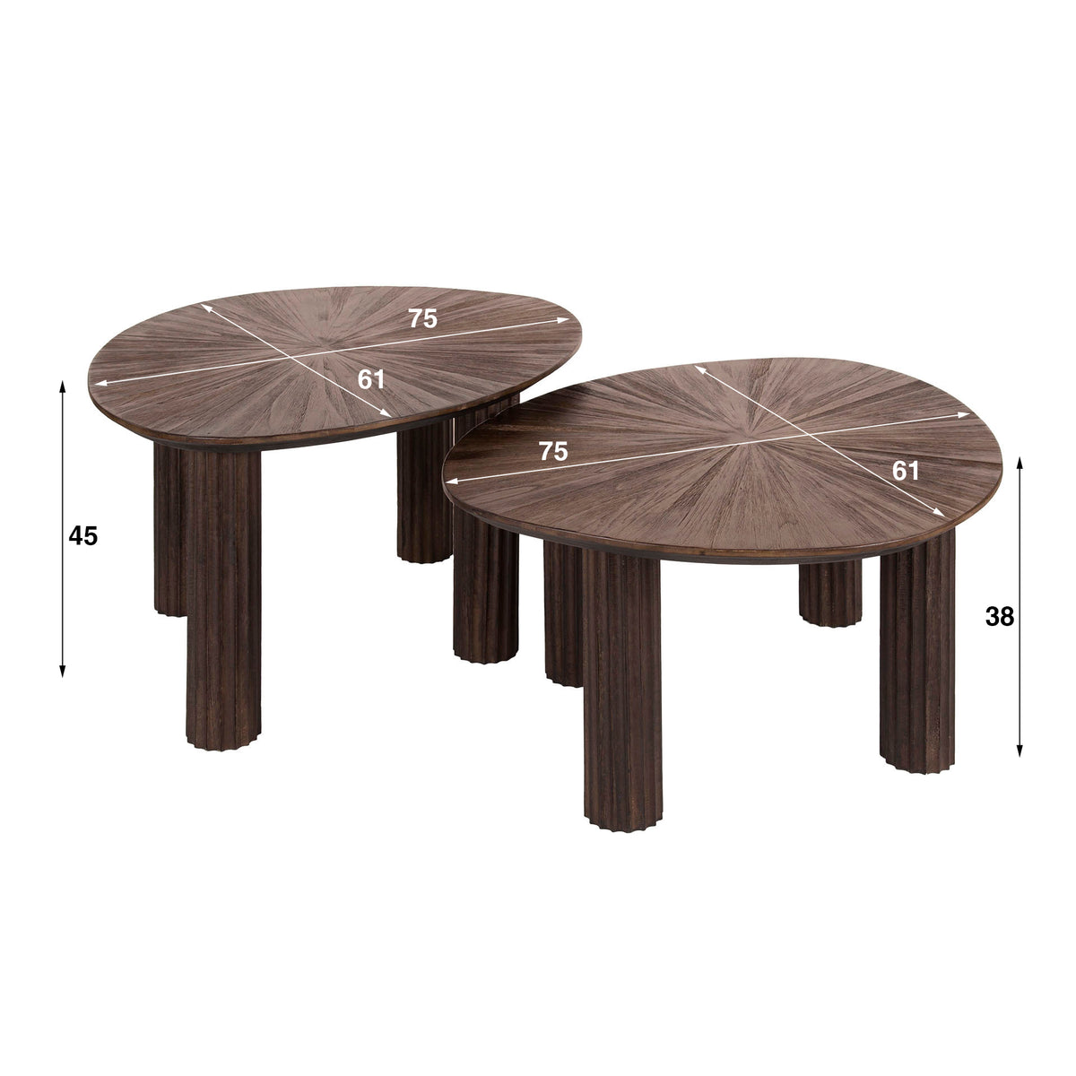 Couchtisch Maya Teak dreieckig 2er Set