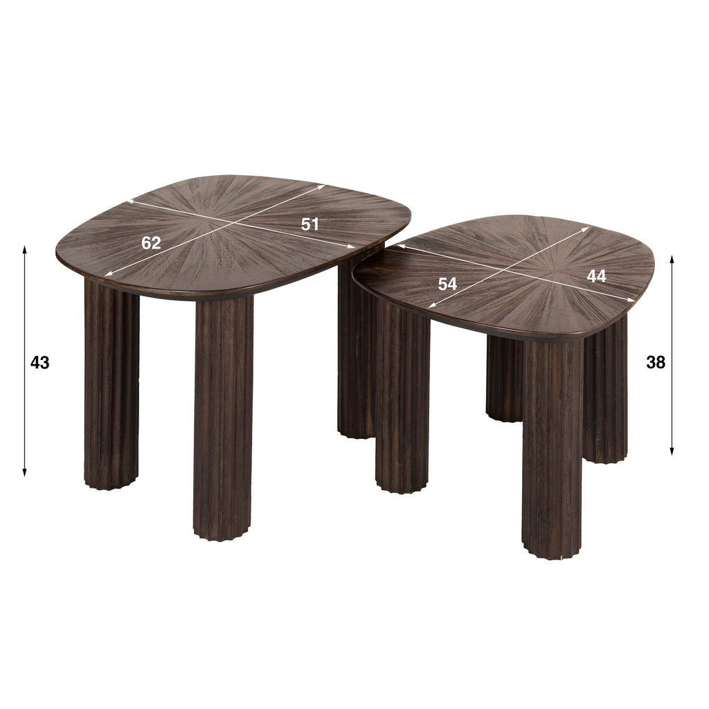 Couchtisch Maya Teak viereckig Set aus 2
