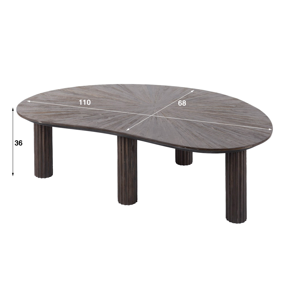 Couchtisch Maya Teak Nierenform 110 cm