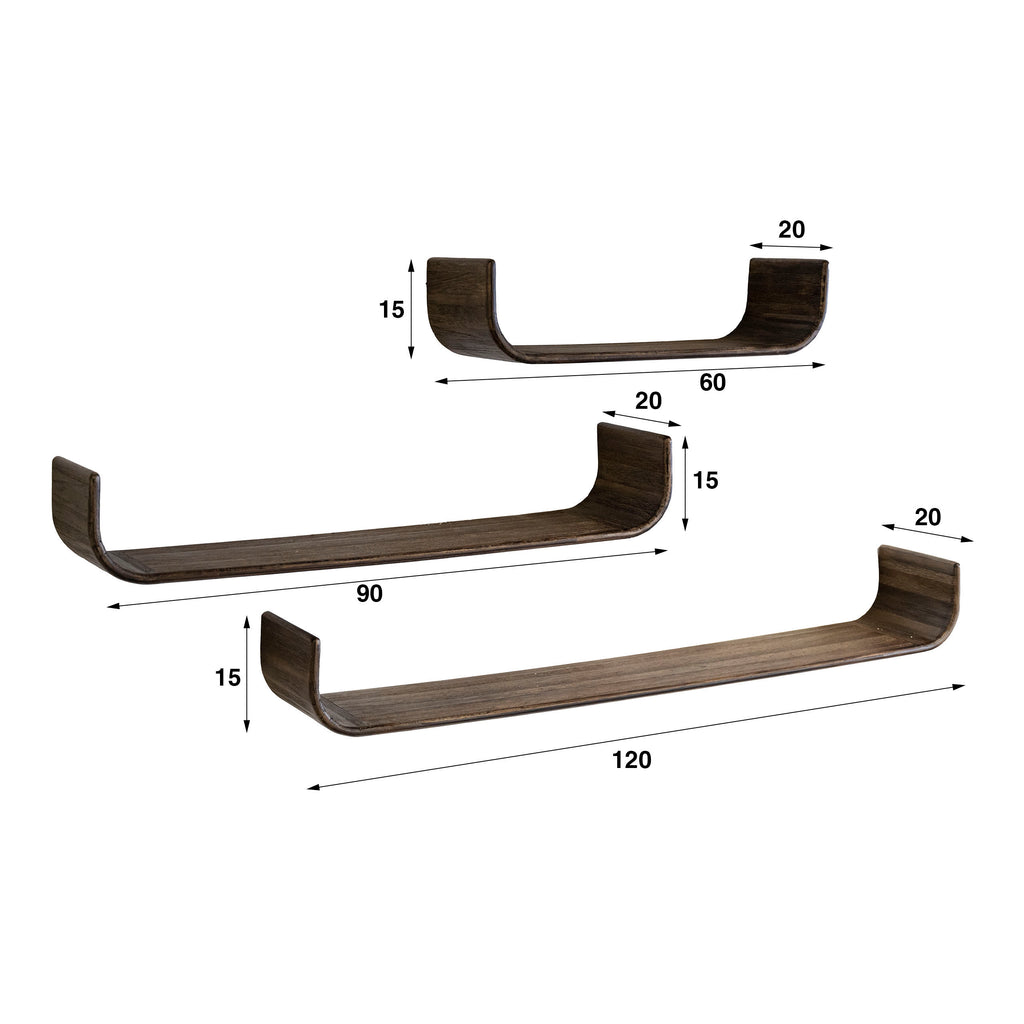 Wandregal Maya Teak U-Form 3er-Set