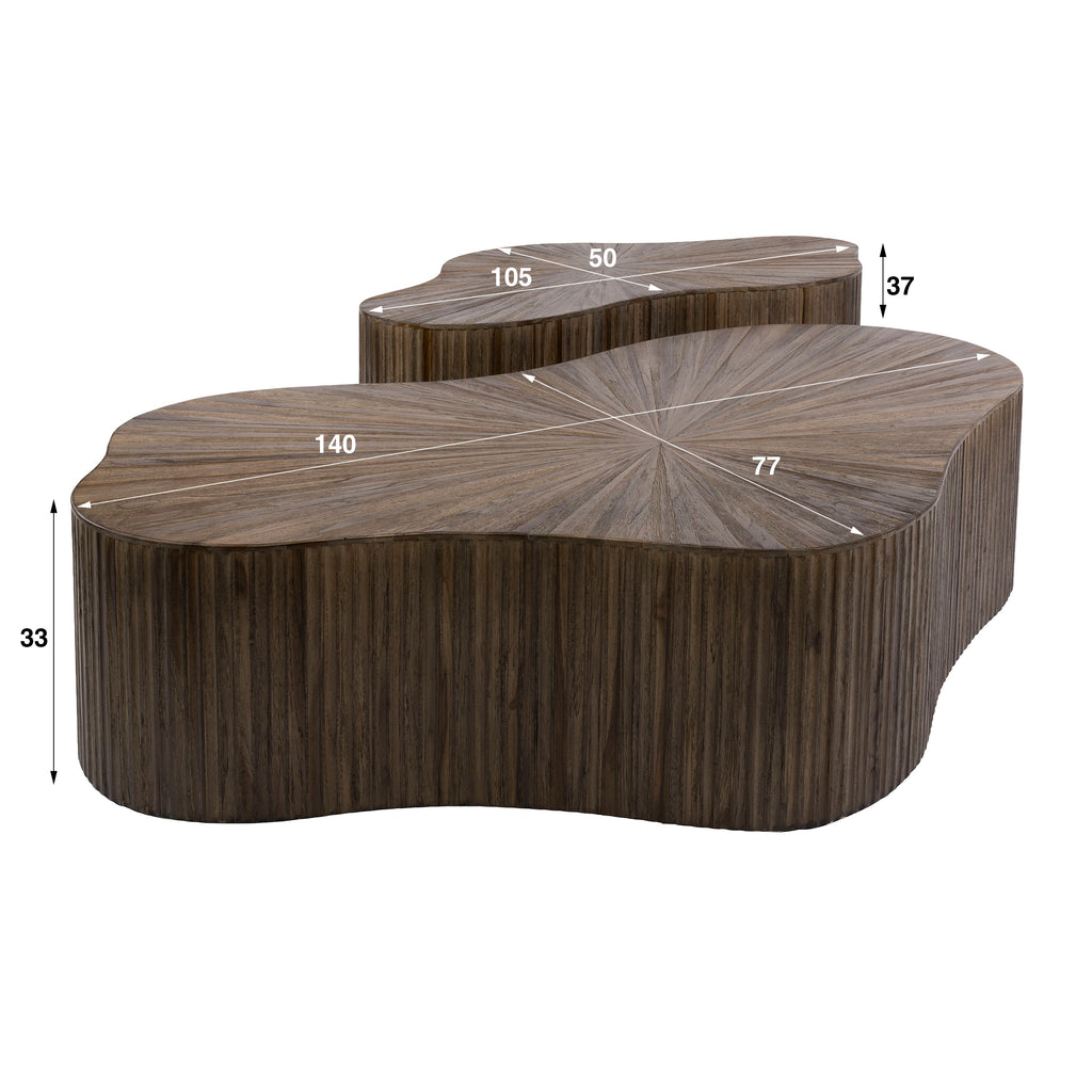 Couchtisch Maya Teak XL shamrock Set aus 2