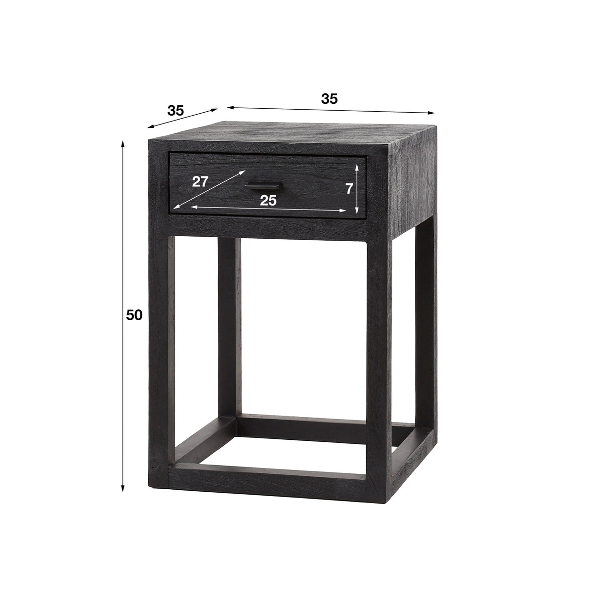 Nachttisch Black Square 1 Schublade