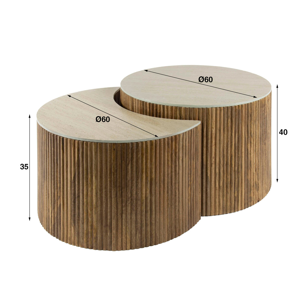 Couchtisch Nuovo halbrund, 2er-Set
