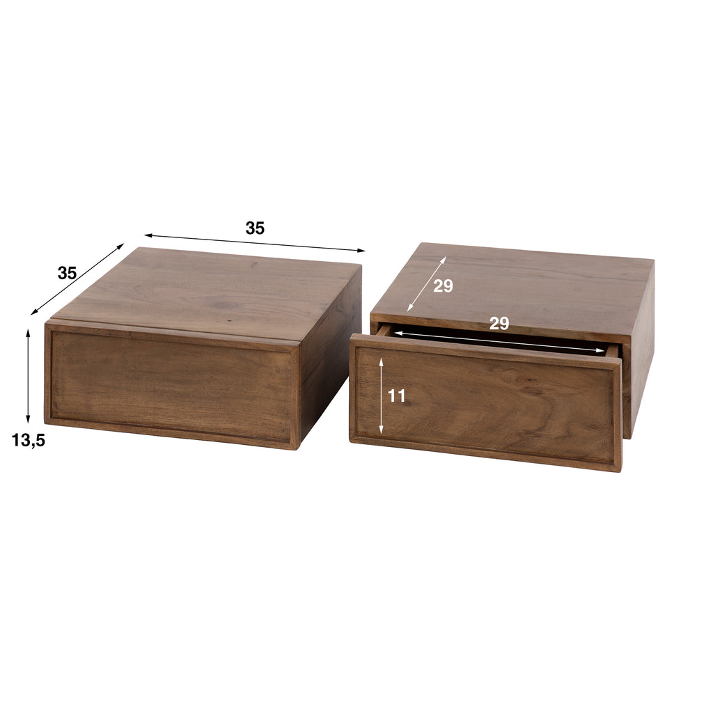 Nachttisch Frame schwebend 1 Schublade 2-er Pack