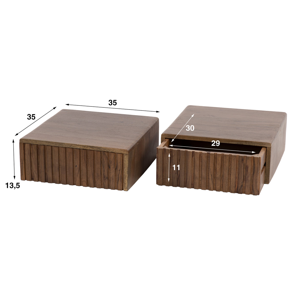 Nachttisch Carve schwebend 1 Schublade 2-er Pack
