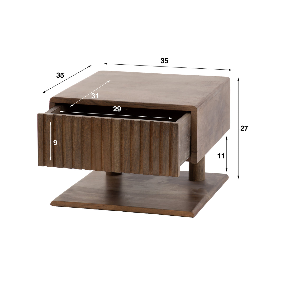 Nachttisch Carve Shelve schwebend 1 Schublade