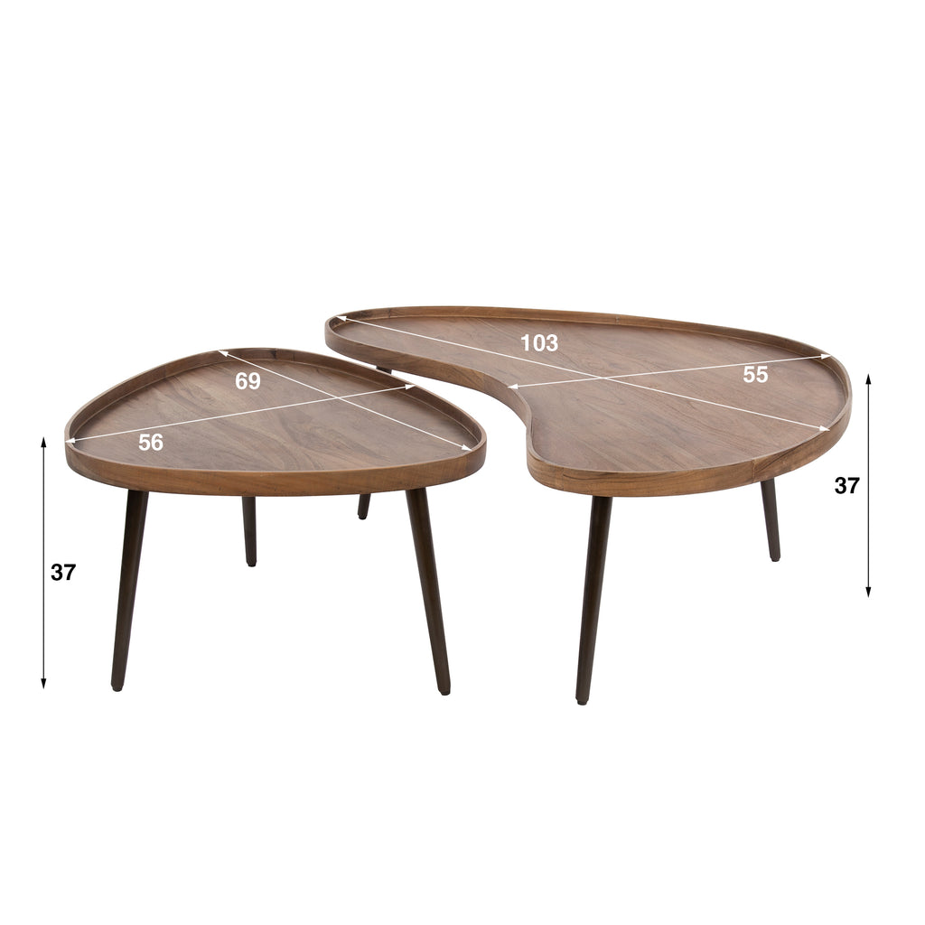 Couchtisch Carve, organisch, 2er-Set
