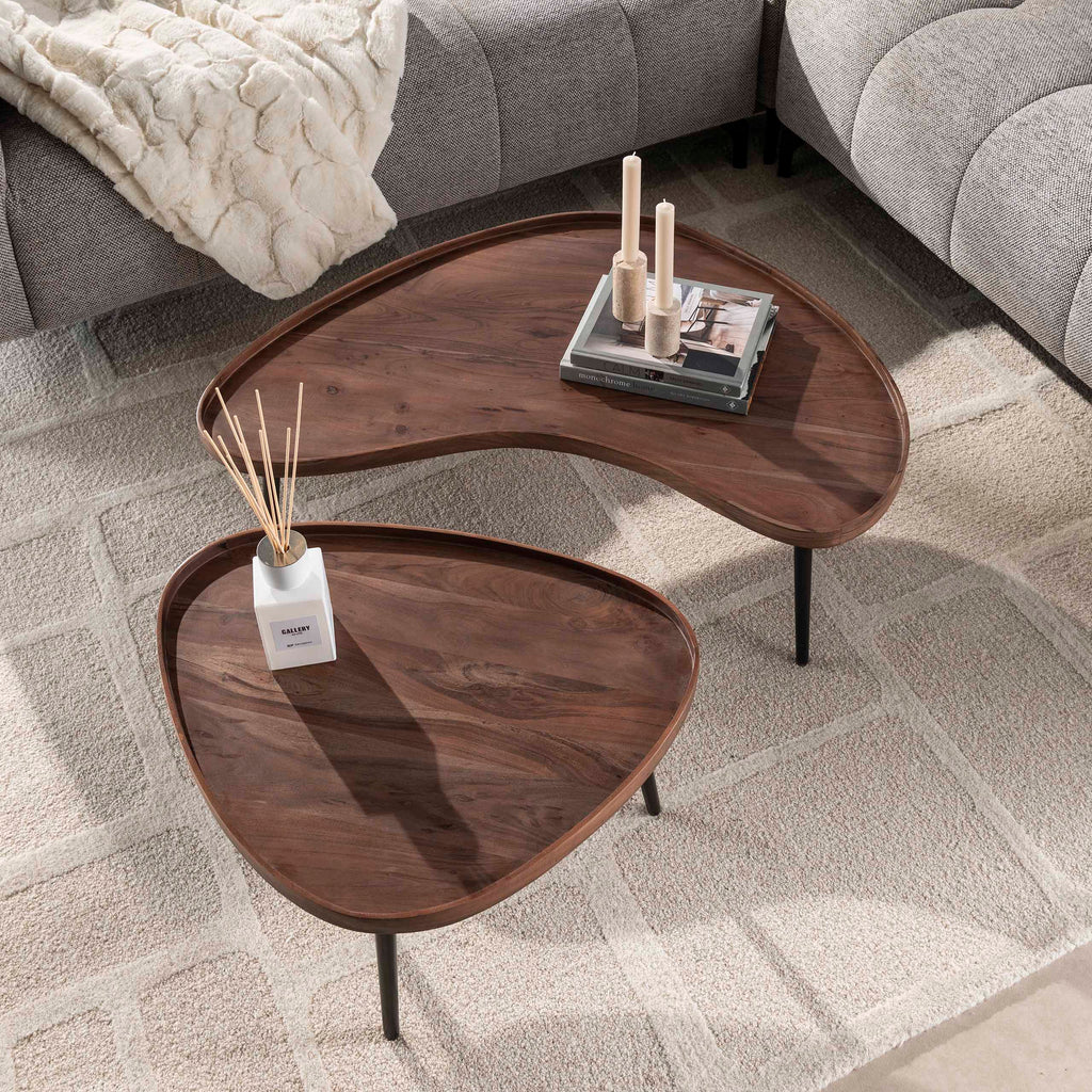 Couchtisch Carve, organisch, 2er-Set