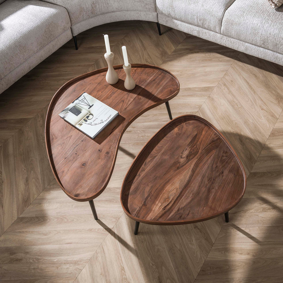 Couchtisch Carve, organisch, 2er-Set