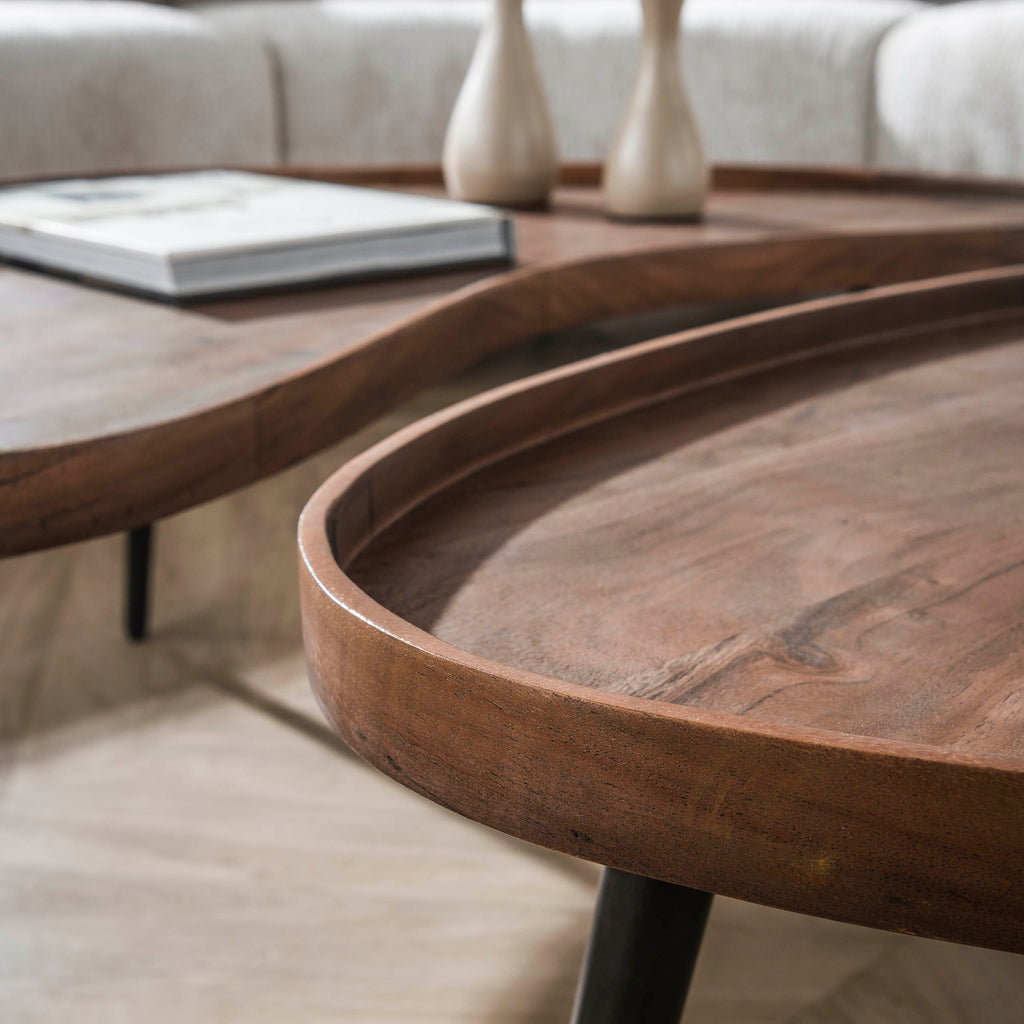 Couchtisch Carve, organisch, 2er-Set