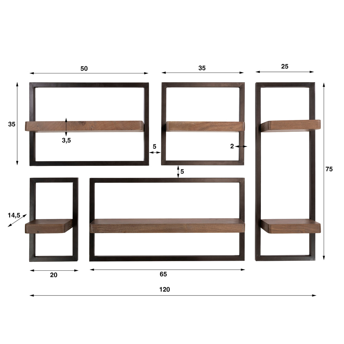 Wandregal Carve 5er-Set