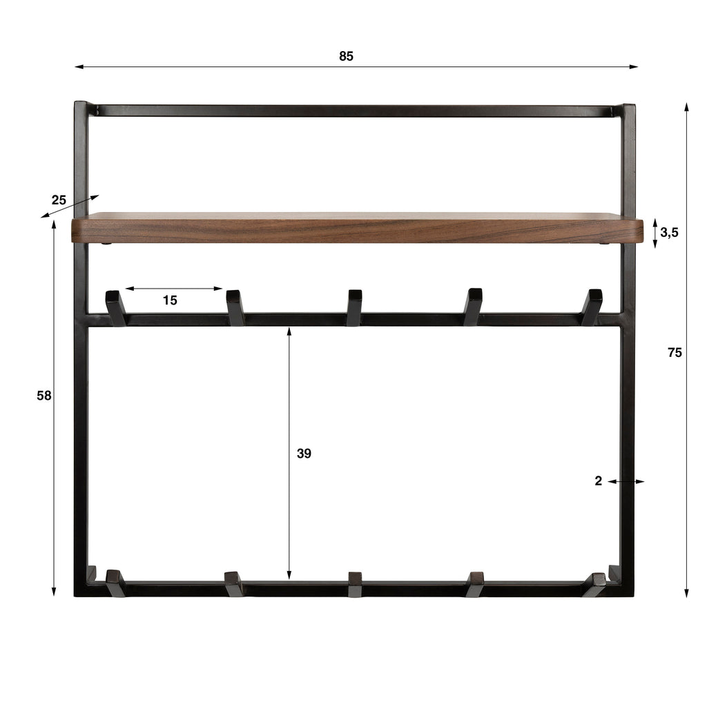 Garderobe Air Pure hoch 2x5 Haken
