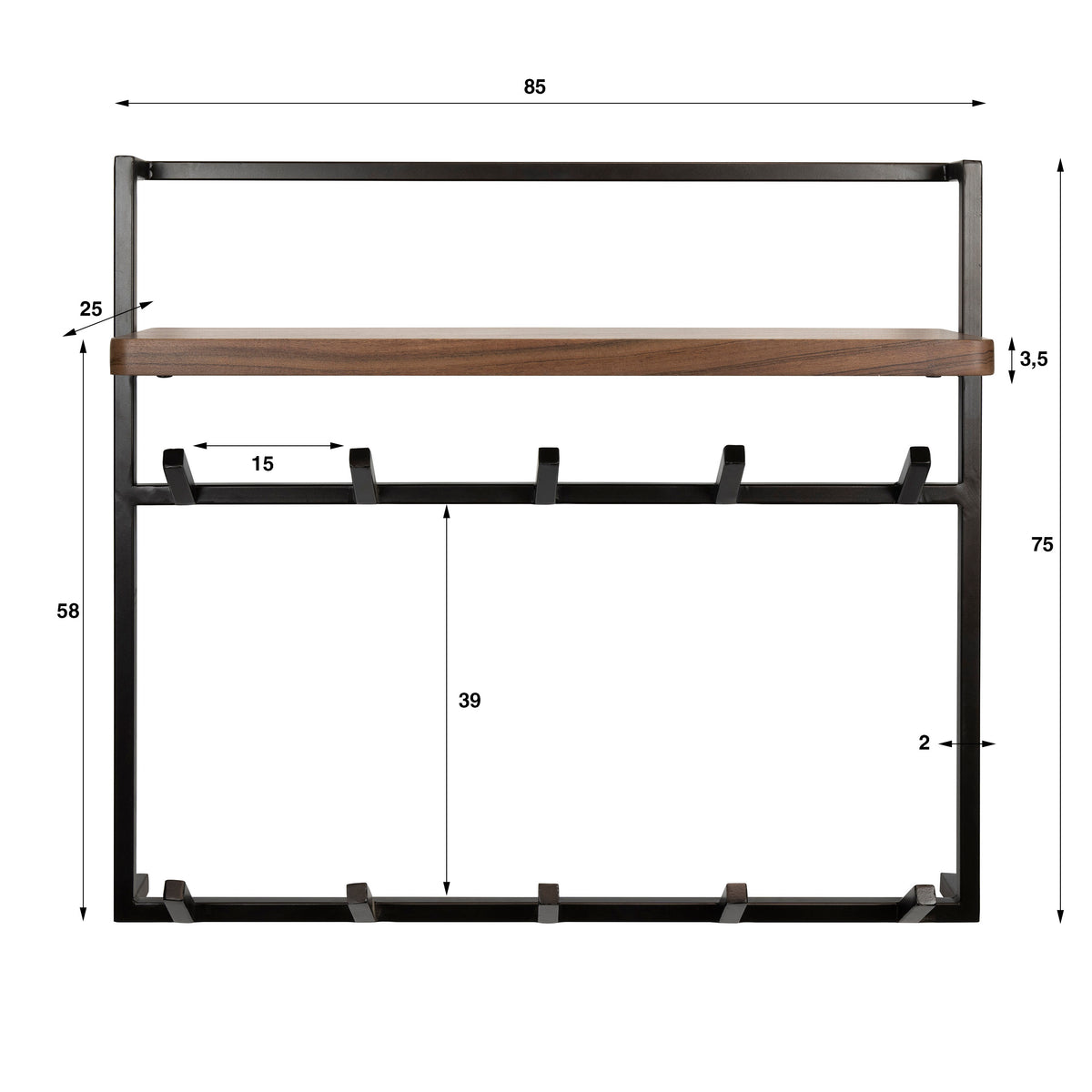 Garderobe Air Pure hoch 2x5 Haken