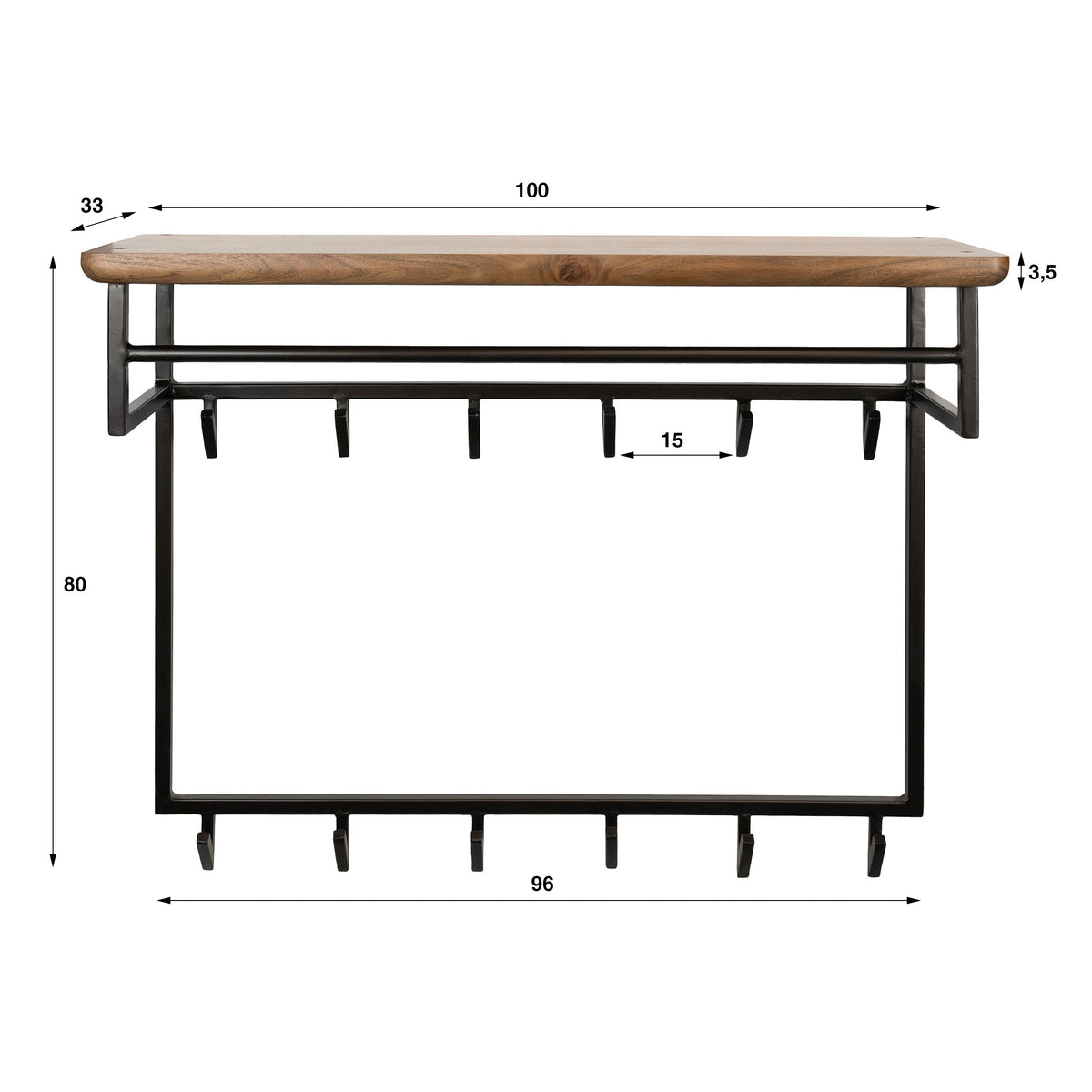 Garderobe Edge Curve hoch 12 Haken