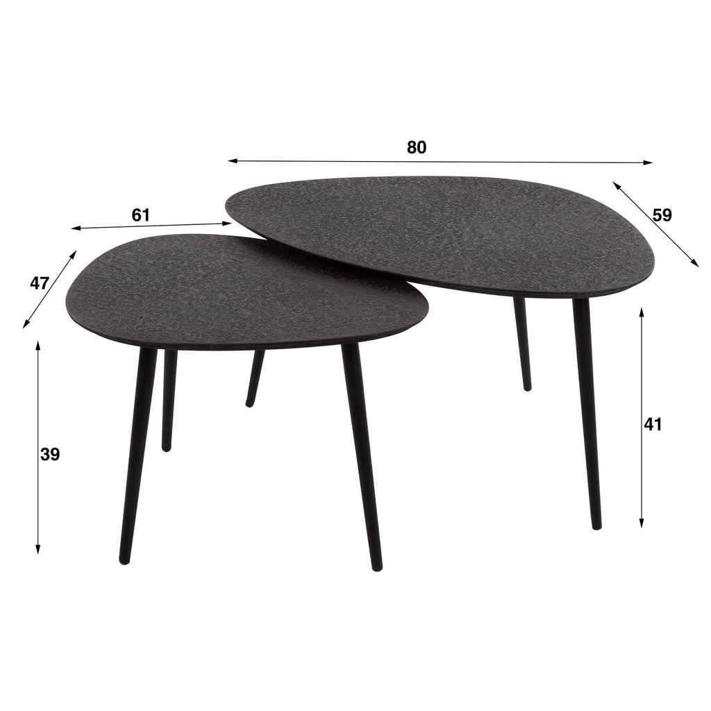 Couchtisch Metallic organisch Set aus 2