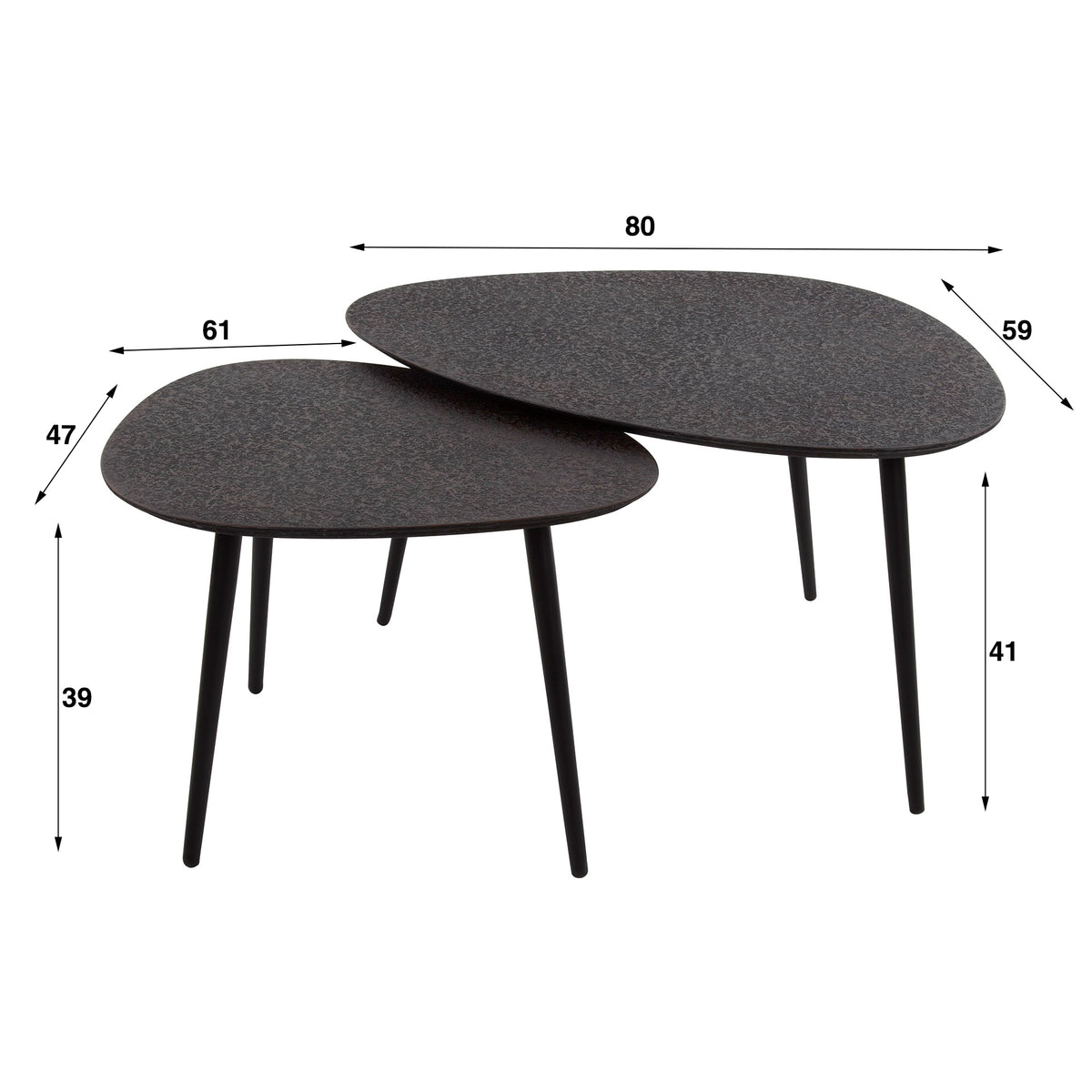 Couchtisch Metallic organisch 2er-Set