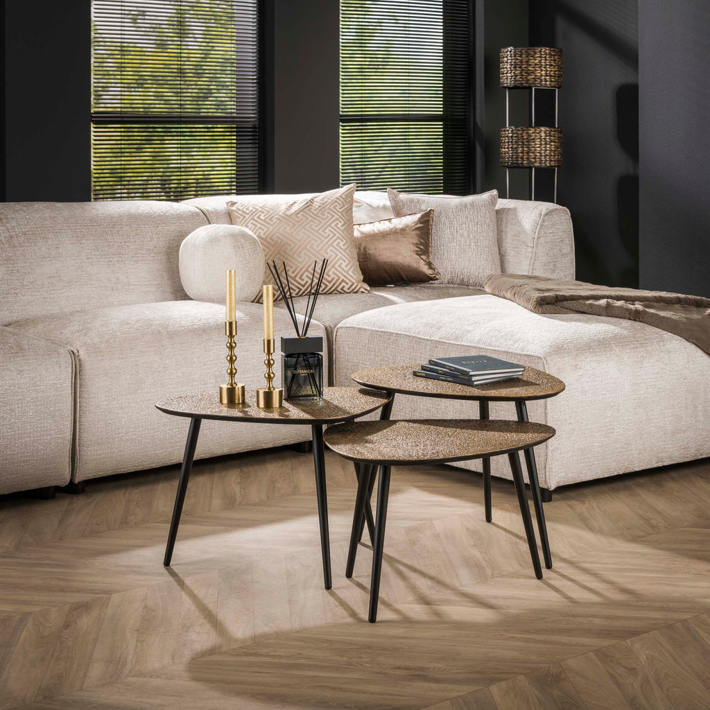 Couchtisch Metallic dreieckig Set aus 3