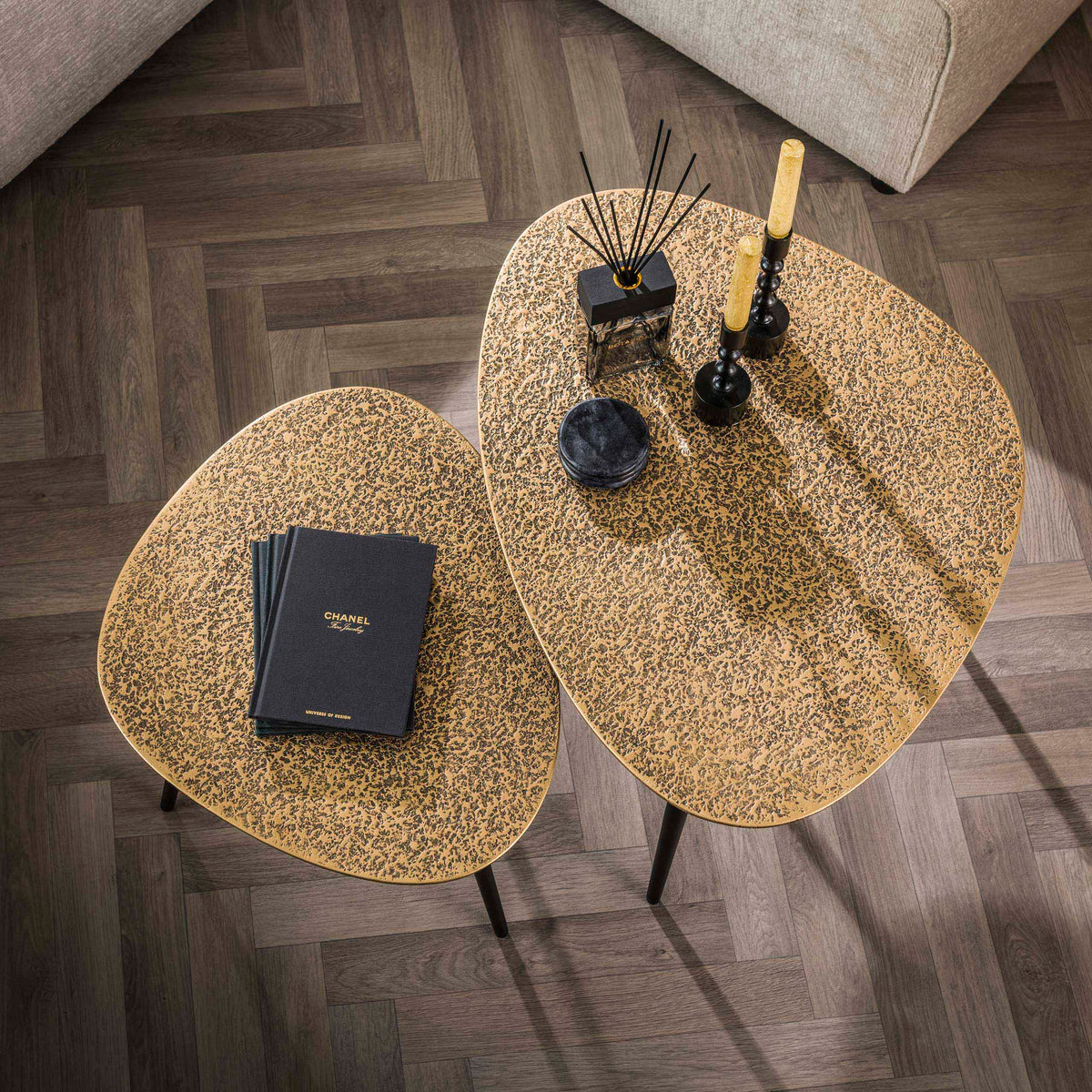 Metallic Triangle Coffee Table Set of 2