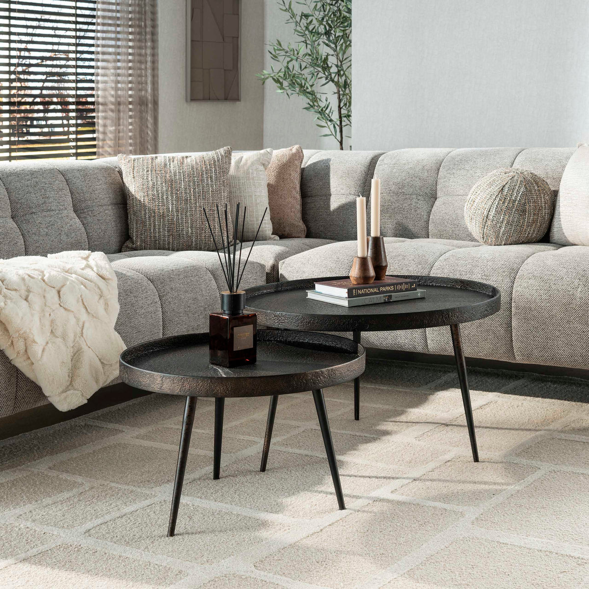 Couchtisch Metallic rund 2er-Set