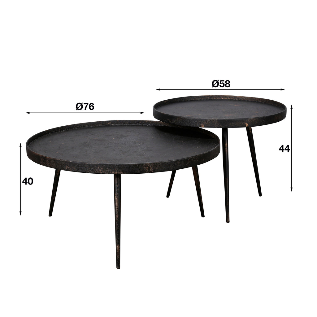 Couchtisch Metallic rund Set aus 2