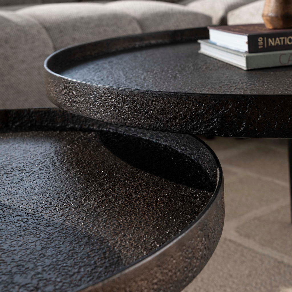 Couchtisch Metallic rund Set aus 2