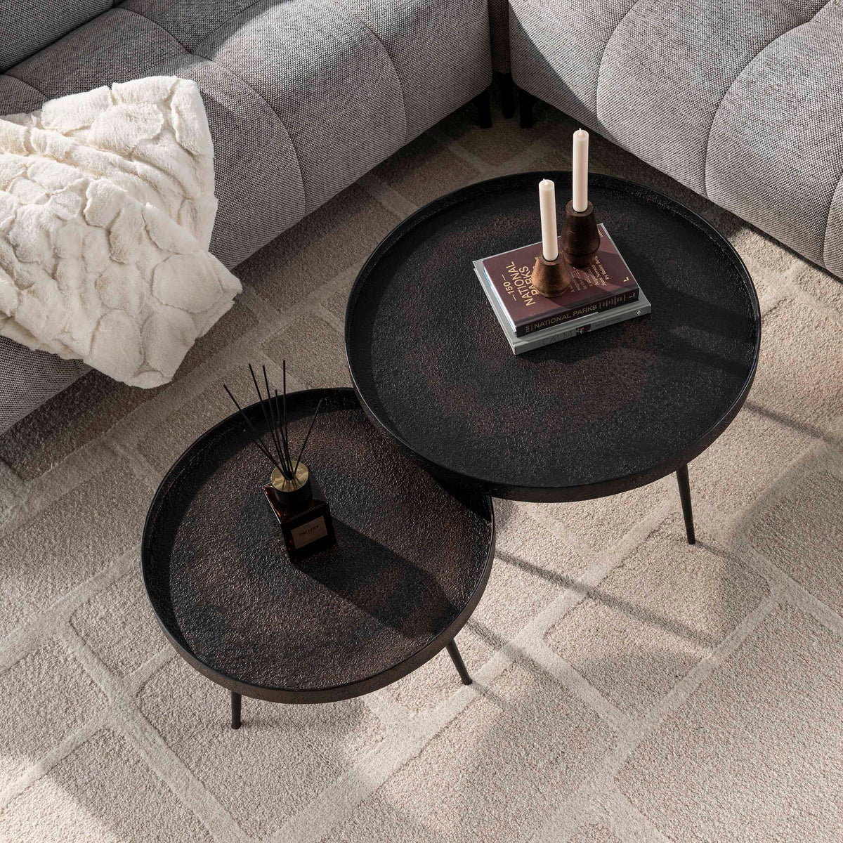 Couchtisch Metallic rund 2er-Set