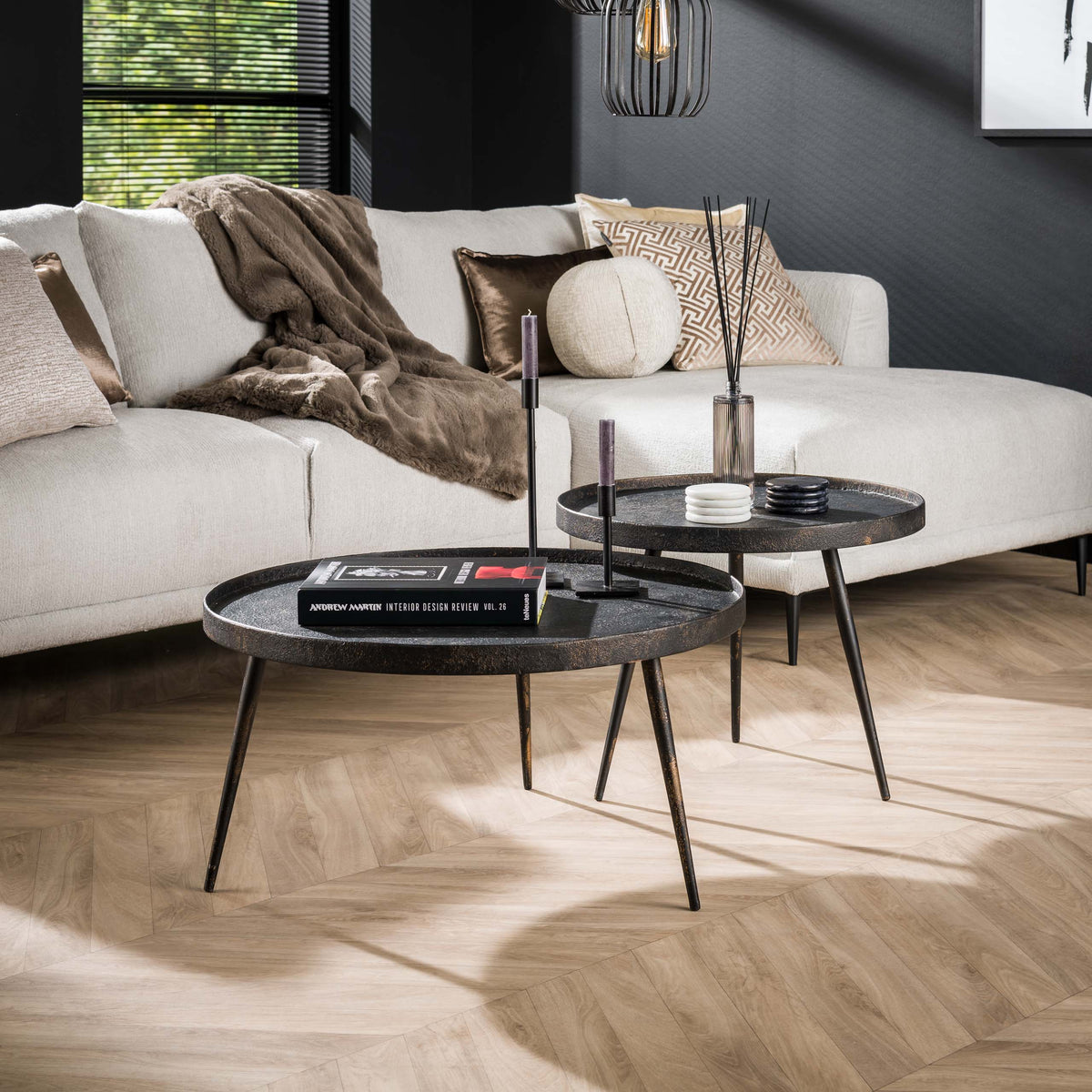 Couchtisch Metallic rund 2er-Set