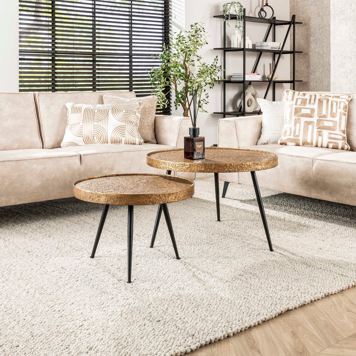 Metallic Couchtisch rund, 2er-Set