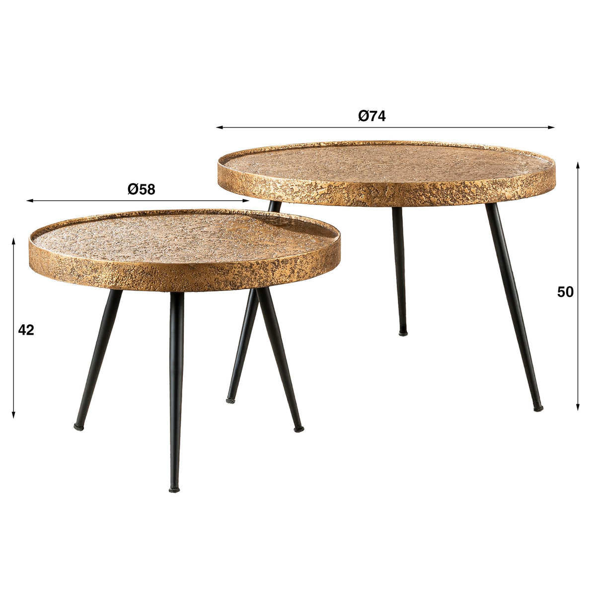 Couchtisch Metallic rund Set aus 2