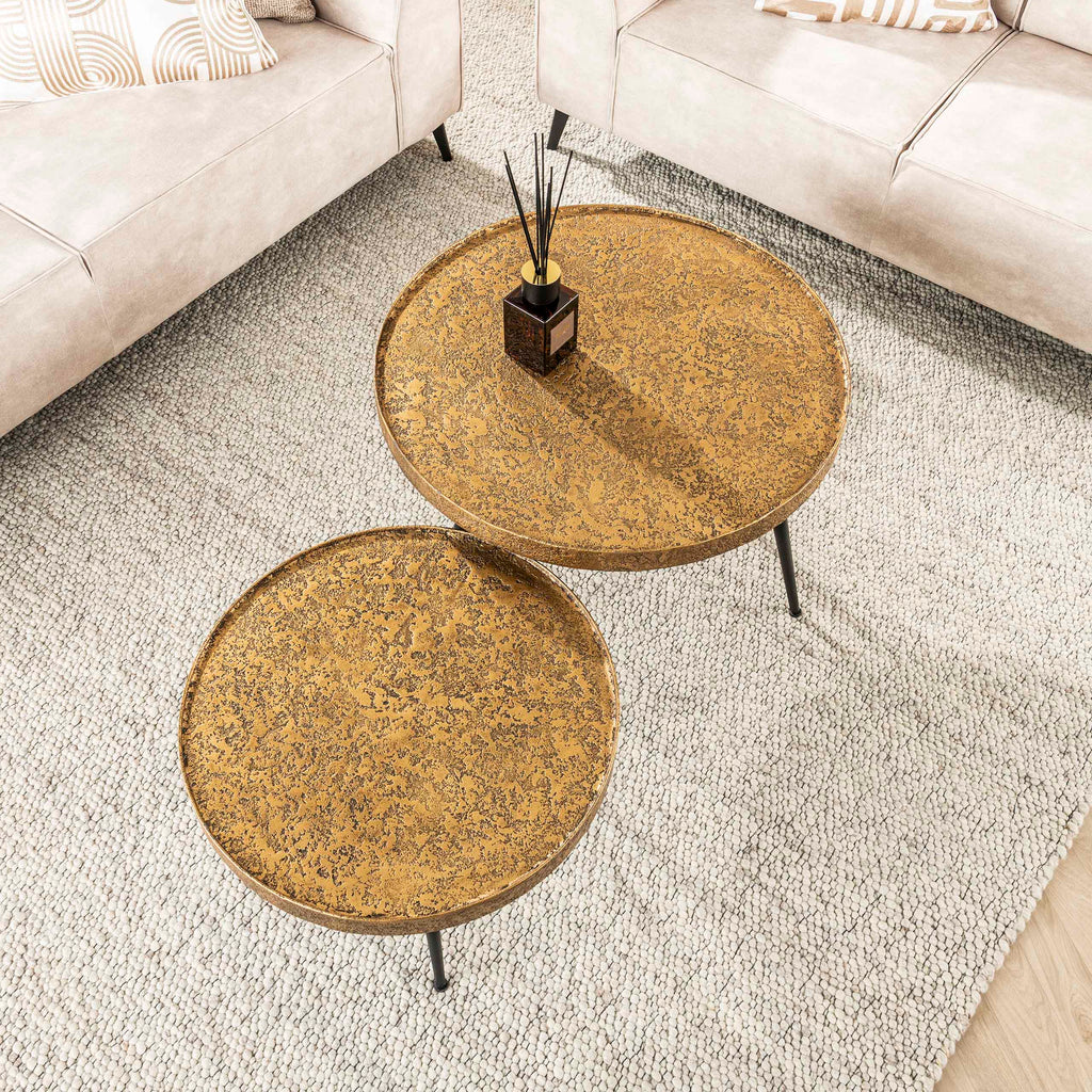 Couchtisch Metallic rund Set aus 2