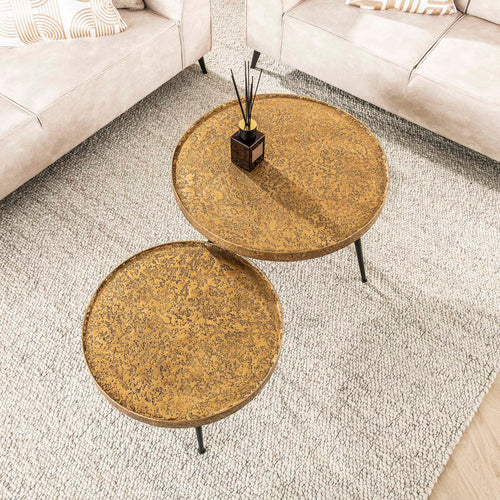 Metallic Couchtisch rund, 2er-Set