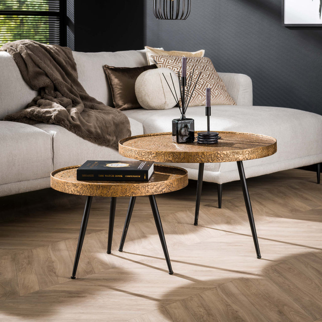 Couchtisch Metallic rund Set aus 2