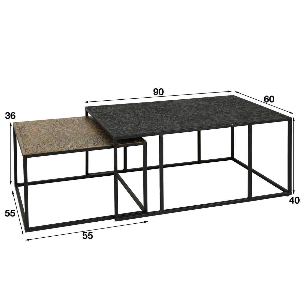 Couchtisch Metallic rechteckig 2er-Set