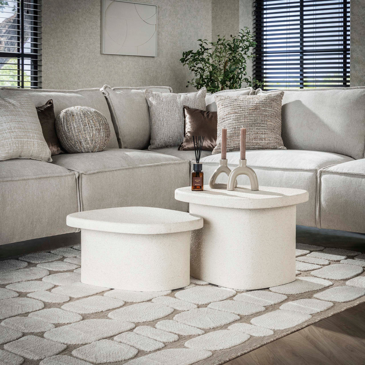 Organic Stone Coffee Table Set of 2