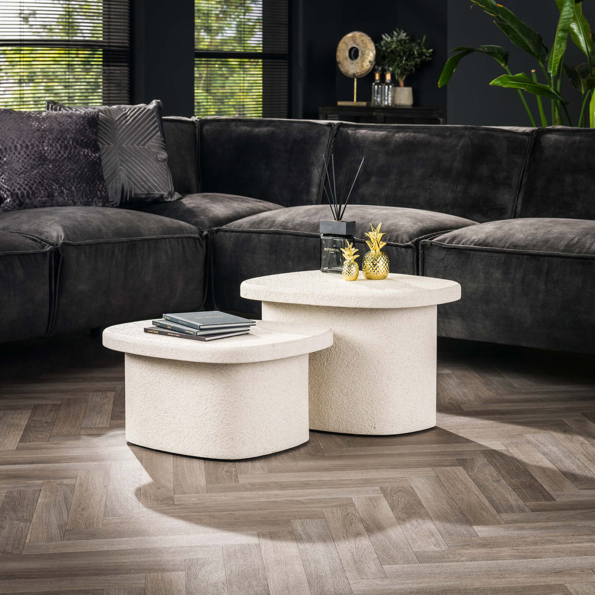 Organic Stone Coffee Table Set of 2