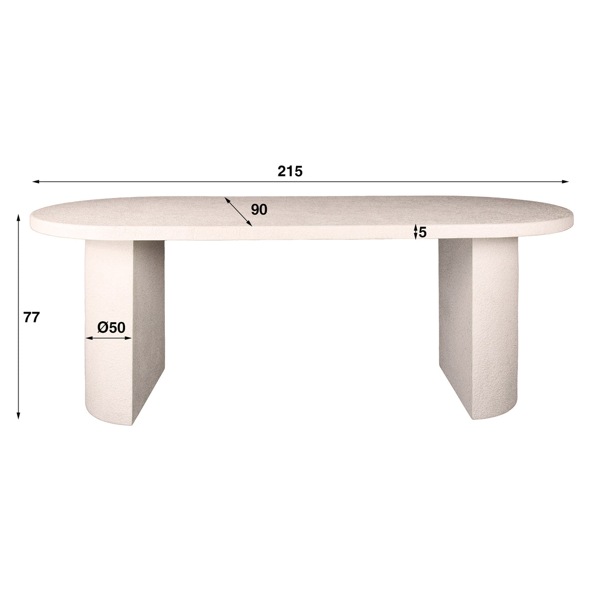 Dining table Arch Stone flat oval 215cm
