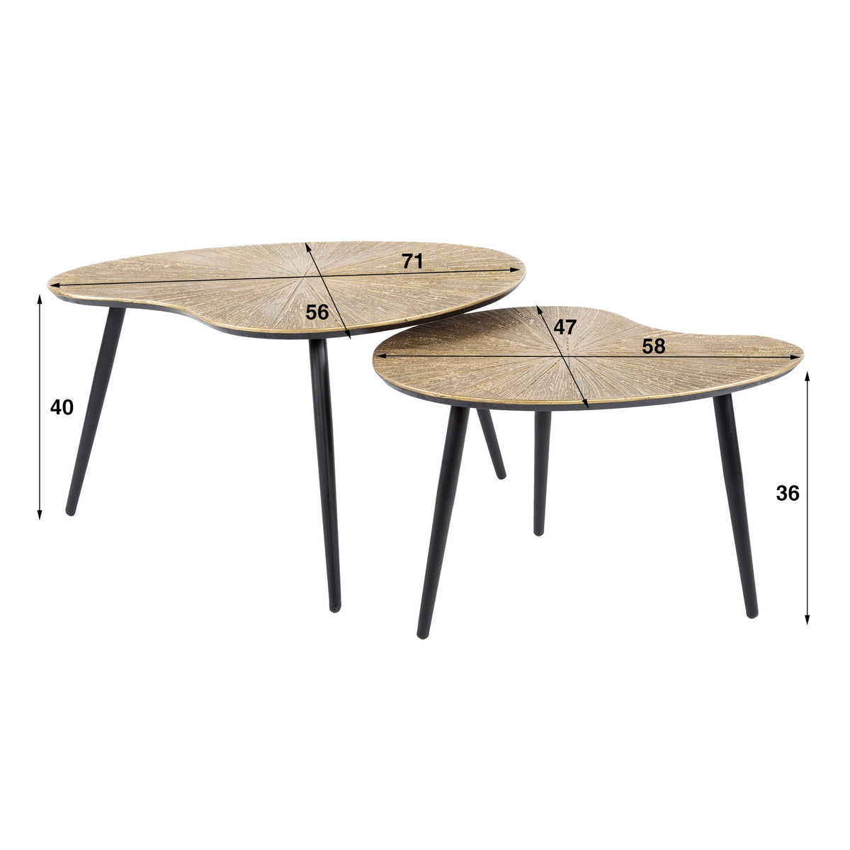 Couchtisch Ray nierenform Set aus 2