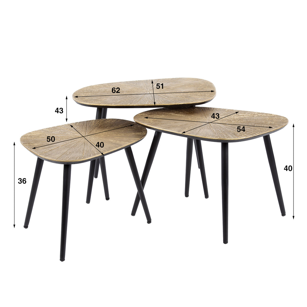 Couchtisch Ray viereckig Set aus 3